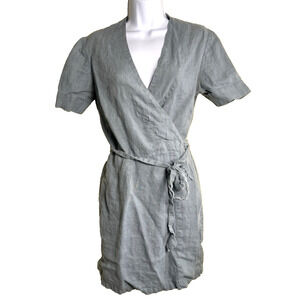 Love and Confuse linen wrap dress medium seafoam green Cottagecore Costal